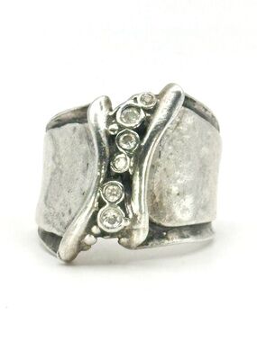 Silpada Retired R1441 Sterling Silver Wide Hammered Ring Size 6.75